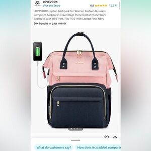 Lovevook back pack 15.6 inch | pink & navy blue